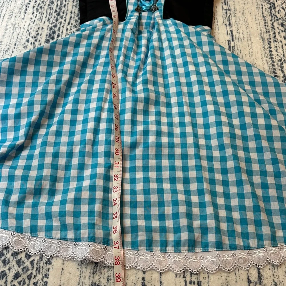 Oktoberfest Blue Gingham Kid or XS adult Costume Dress with Ruffled Blouse
